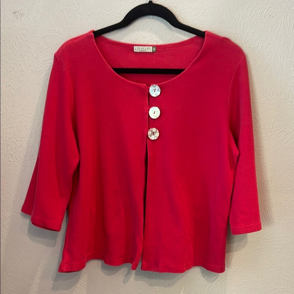 Chalet Red Open-Front Button Sweater